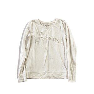 LOFT Sweatshirt Womens Size XS Ivory Crewneck Long Sleeve Amour Rope Sweater